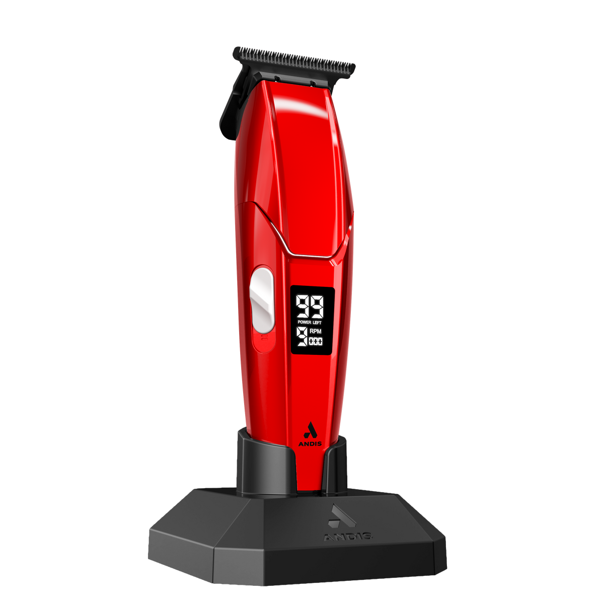 Andis Talon 565054 cordless trimmer angled view in charging stand