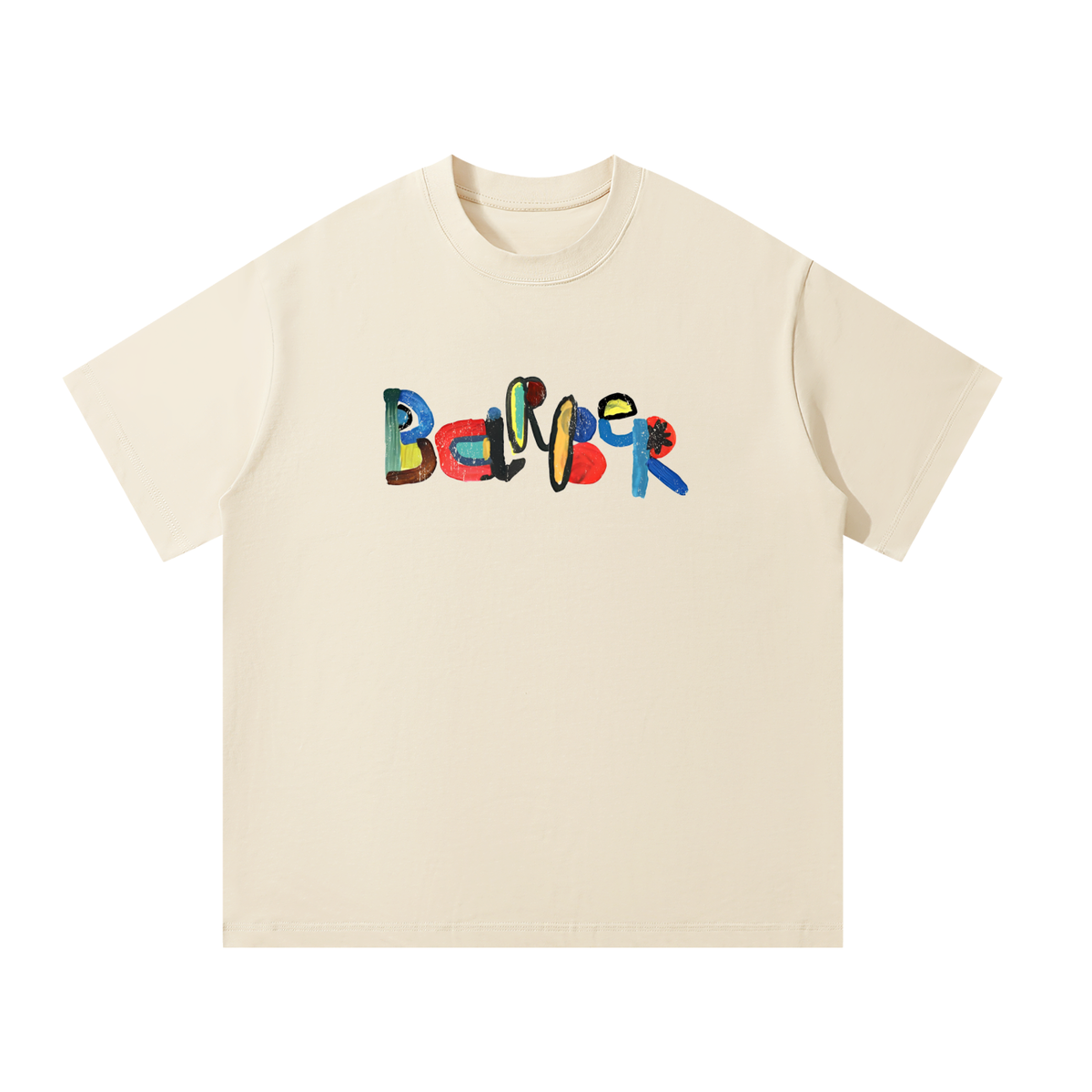 Anti Broke Barbers Club Abstract Barber Tee in Mild Apricot with painted BARBER artwork