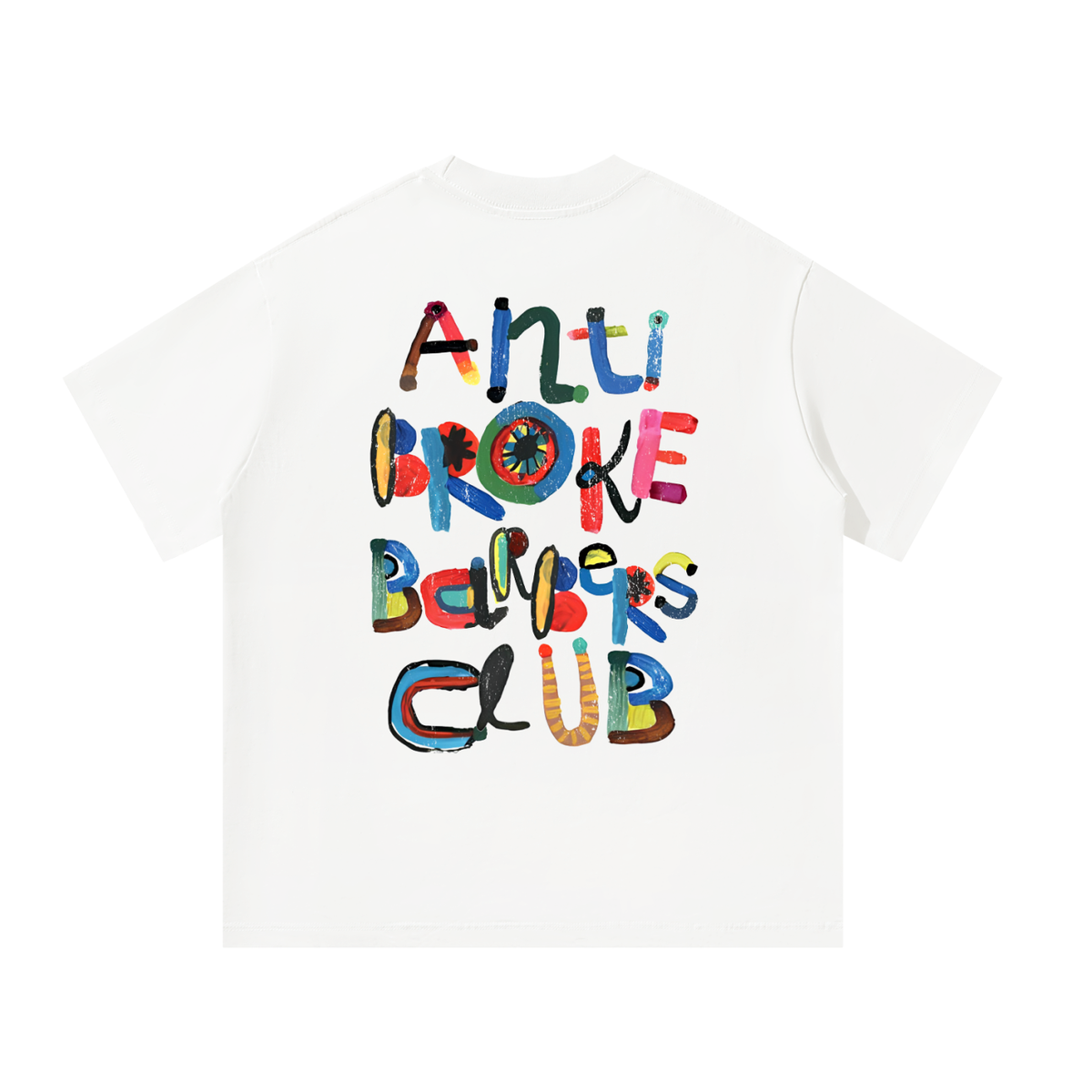 Anti Broke Barbers Club Abstract Paint Logo Tee in white product view