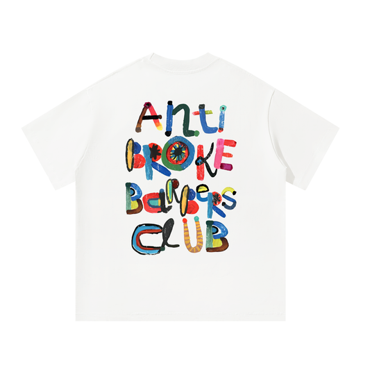 Anti Broke Barbers Club Abstract Paint Logo Tee in white product view