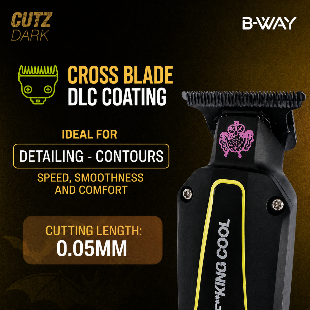 B-WAY CUTZ Cross DLC T-blade close-up