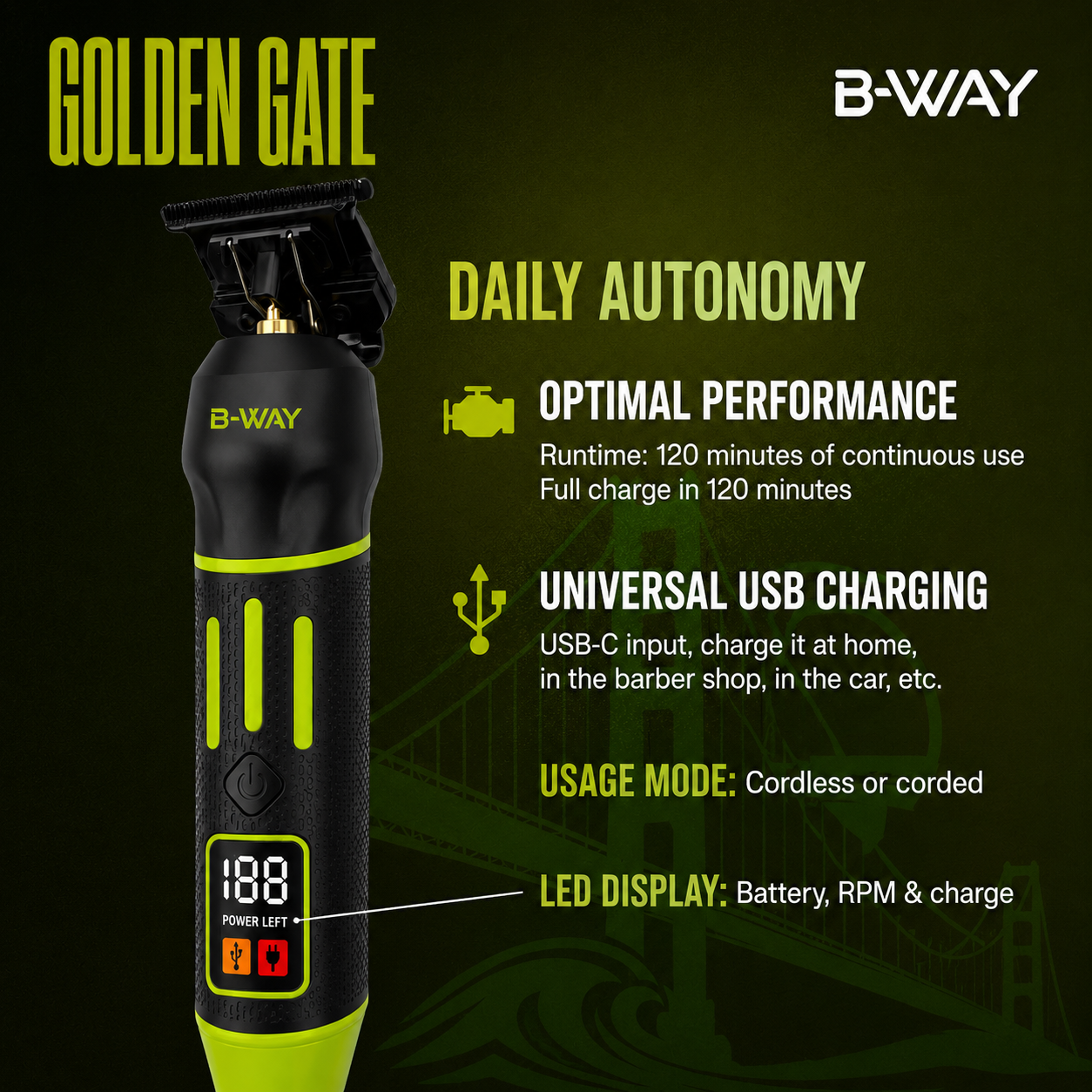 B-WAY Golden Gate Cross DLC T-blade detail view