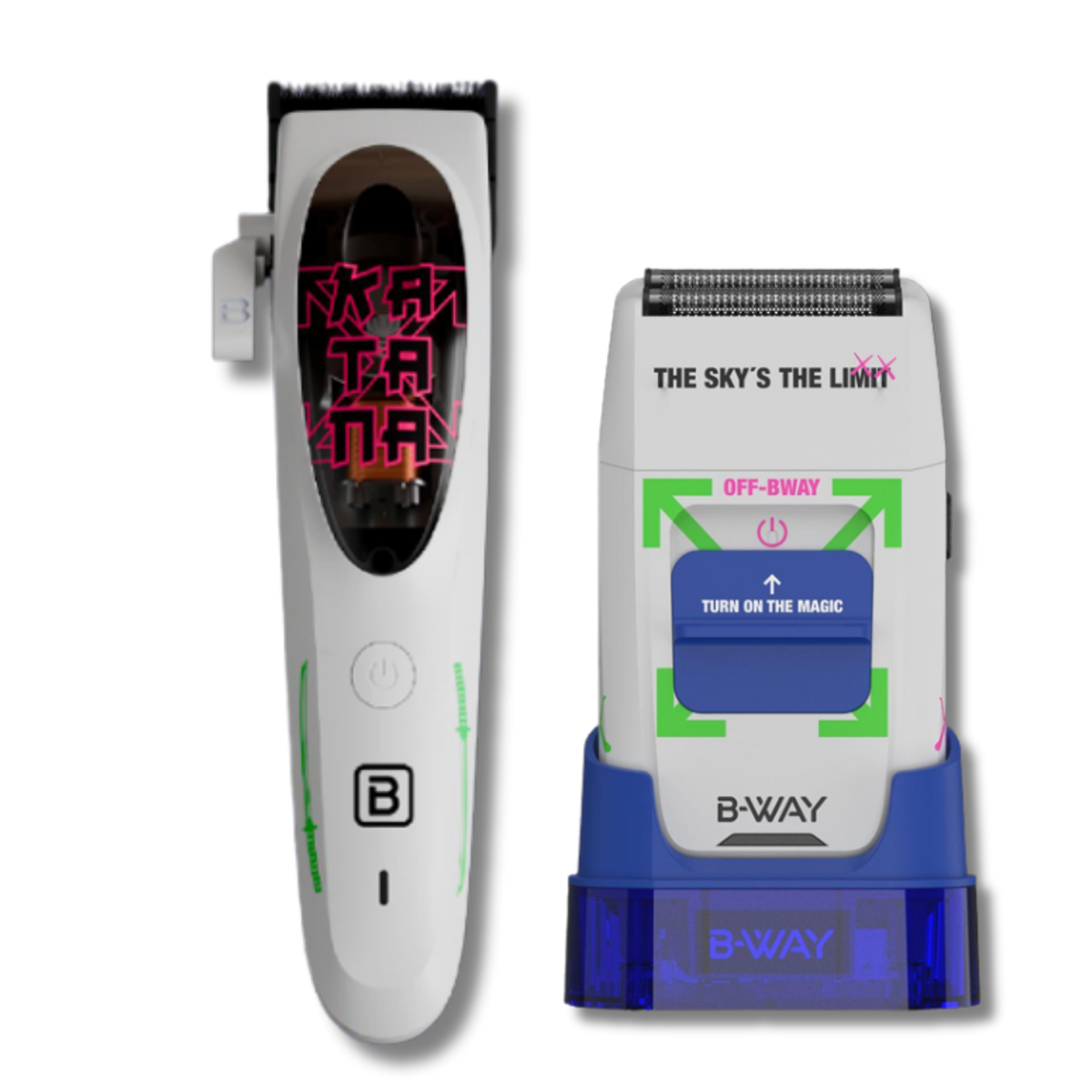 B-WAY Katana Clipper & OFF White Shaver 2-Piece Set complete barber set product view
