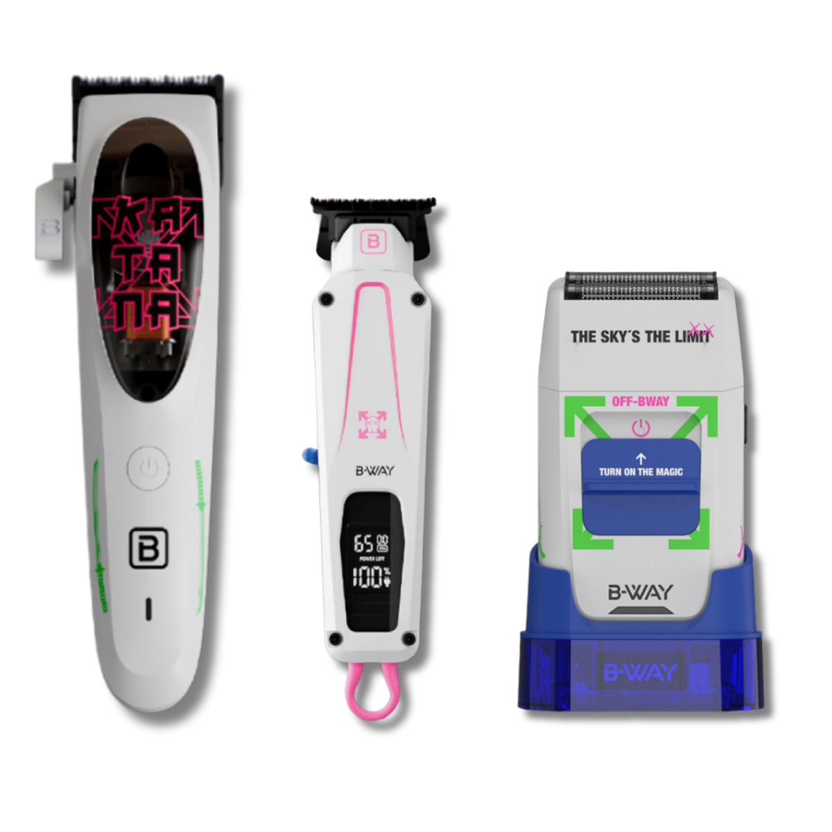 B-WAY Katana, CUTZ White & OFF Shaver 3-in-1 Barber Kit complete barber set product view
