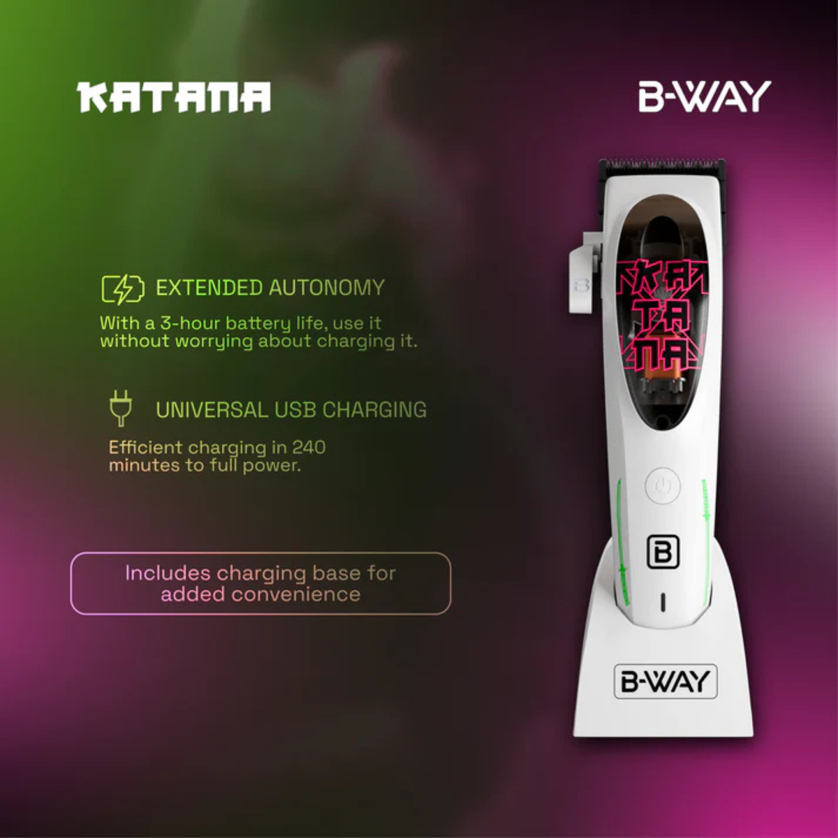 B-WAY Katana, CUTZ White & OFF Shaver 3-in-1 Barber Kit product and feature detail view 2