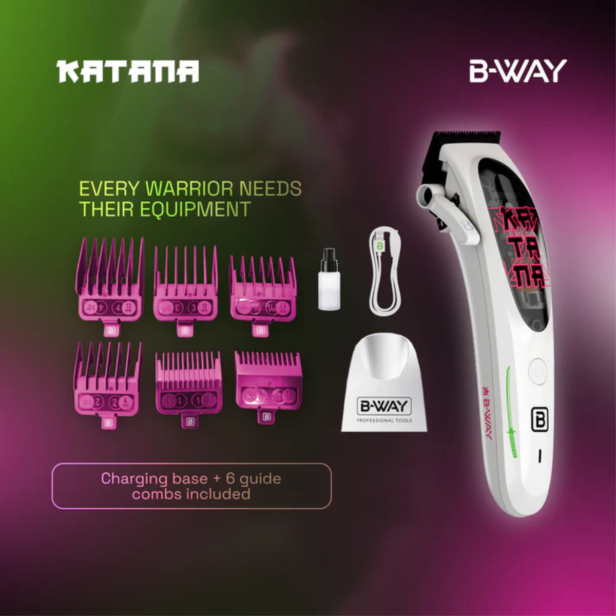 B-WAY Katana, CUTZ White & OFF Shaver 3-in-1 Barber Kit product and feature detail view 3