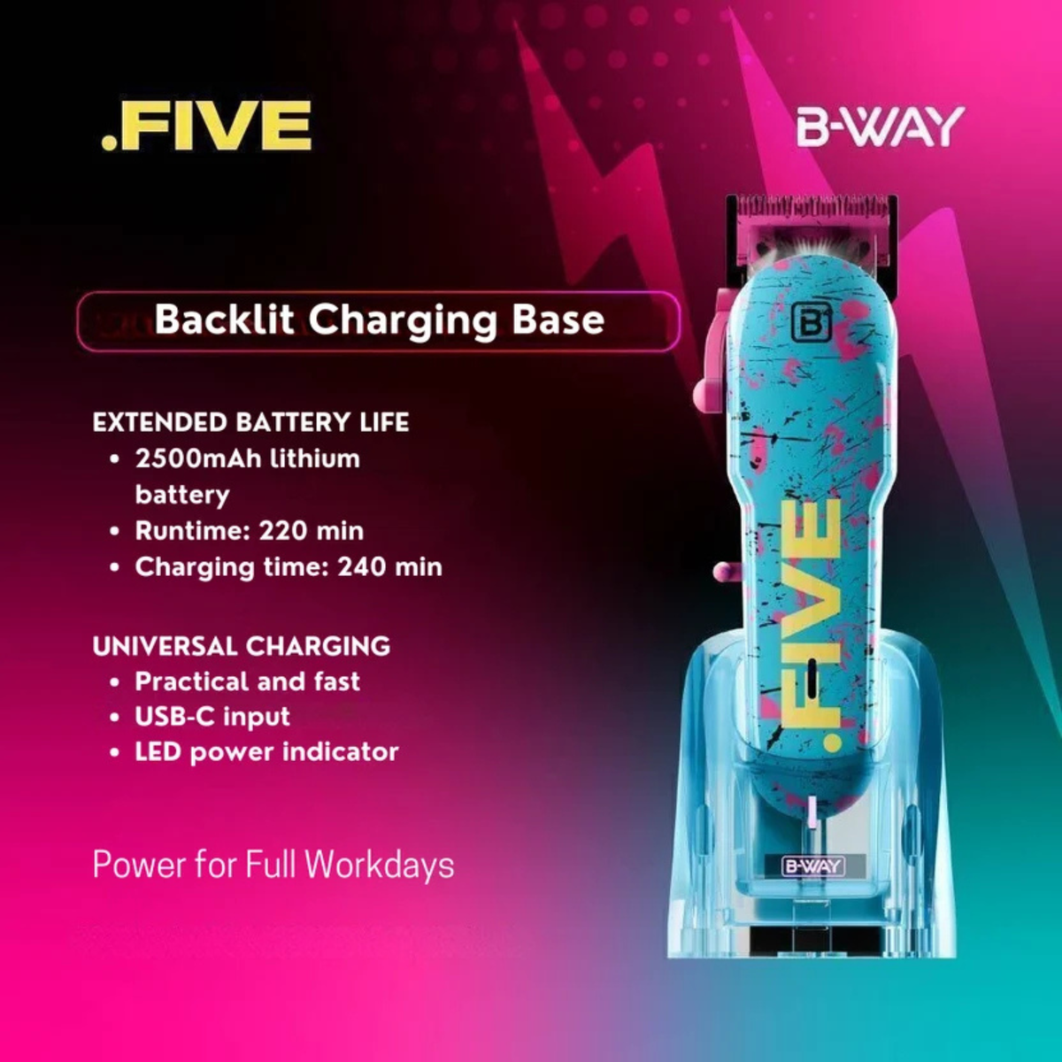 B-WAY New Five Clipper & DOT1 Trimmer 2-Piece Set product and feature detail view 4