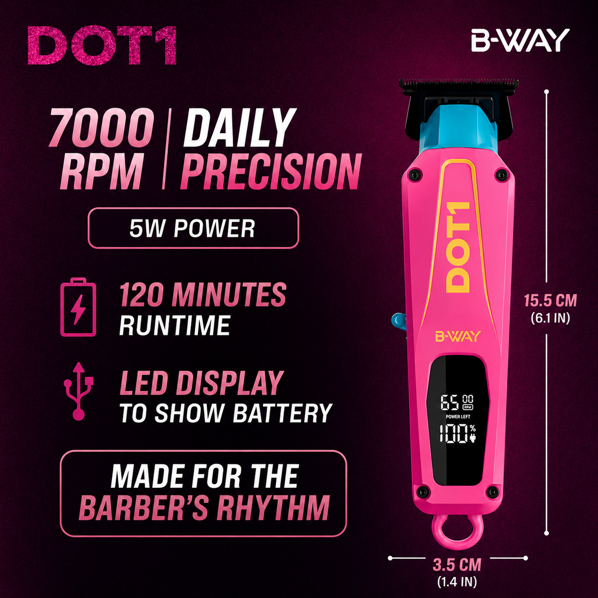 B-WAY New Five Clipper & DOT1 Trimmer 2-Piece Set product and feature detail view 9