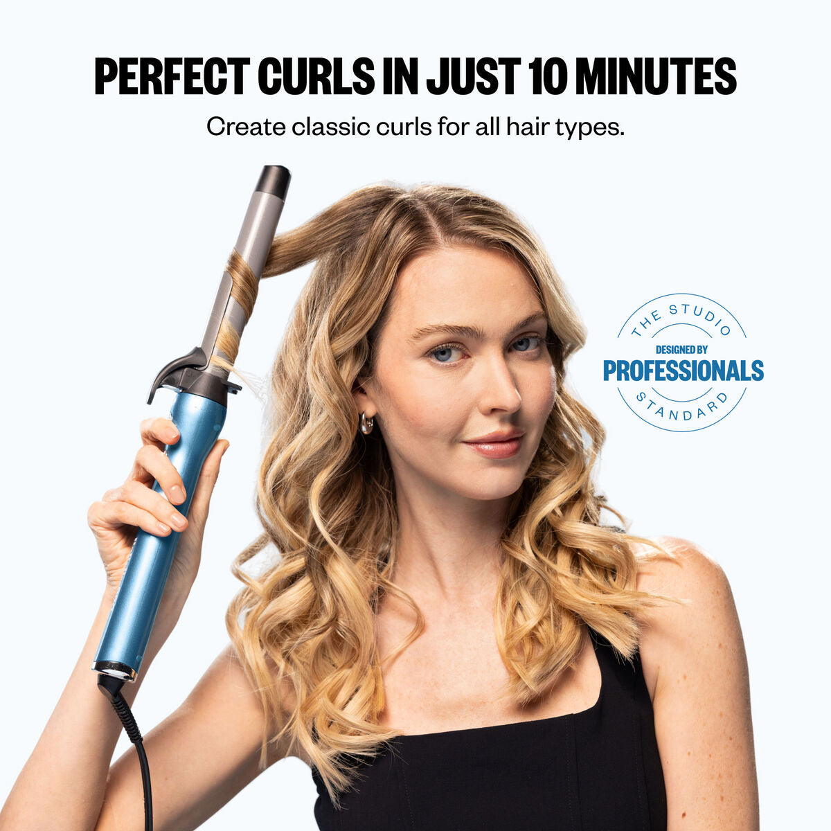 BaBylissPRO BNTAC100 1-inch Auto Curler shown creating defined curls