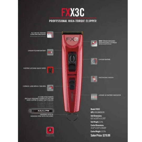 BaBylissPRO FX3 FXX3C clipper feature and specification guide