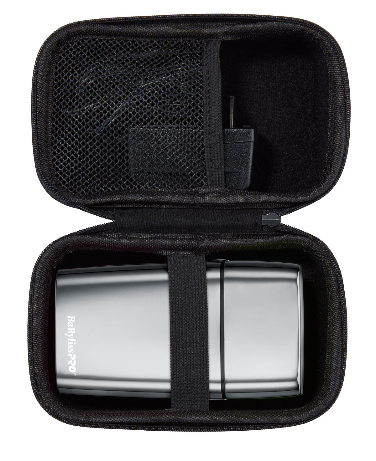 BaBylissPRO FXFS2BPCASE foil shaver case open showing interior storage compartments