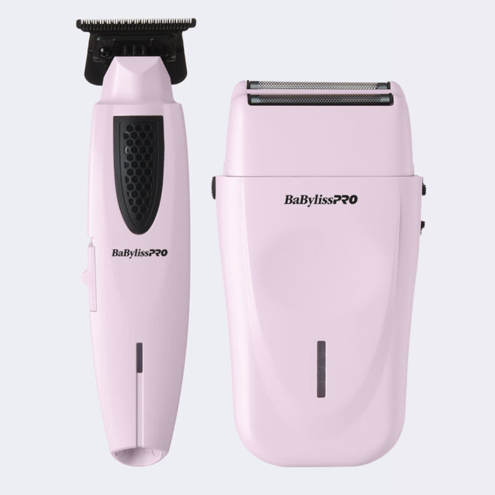 BaBylissPRO LithiumFX+ Pink trimmer and double-foil shaver tools