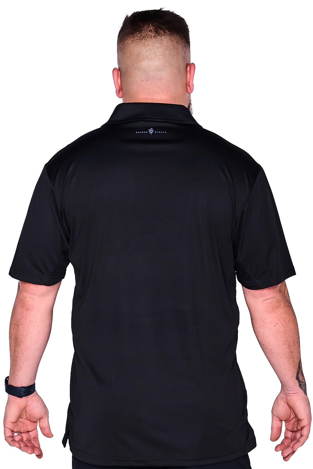 Barber Strong The Barber Polo in black, back view