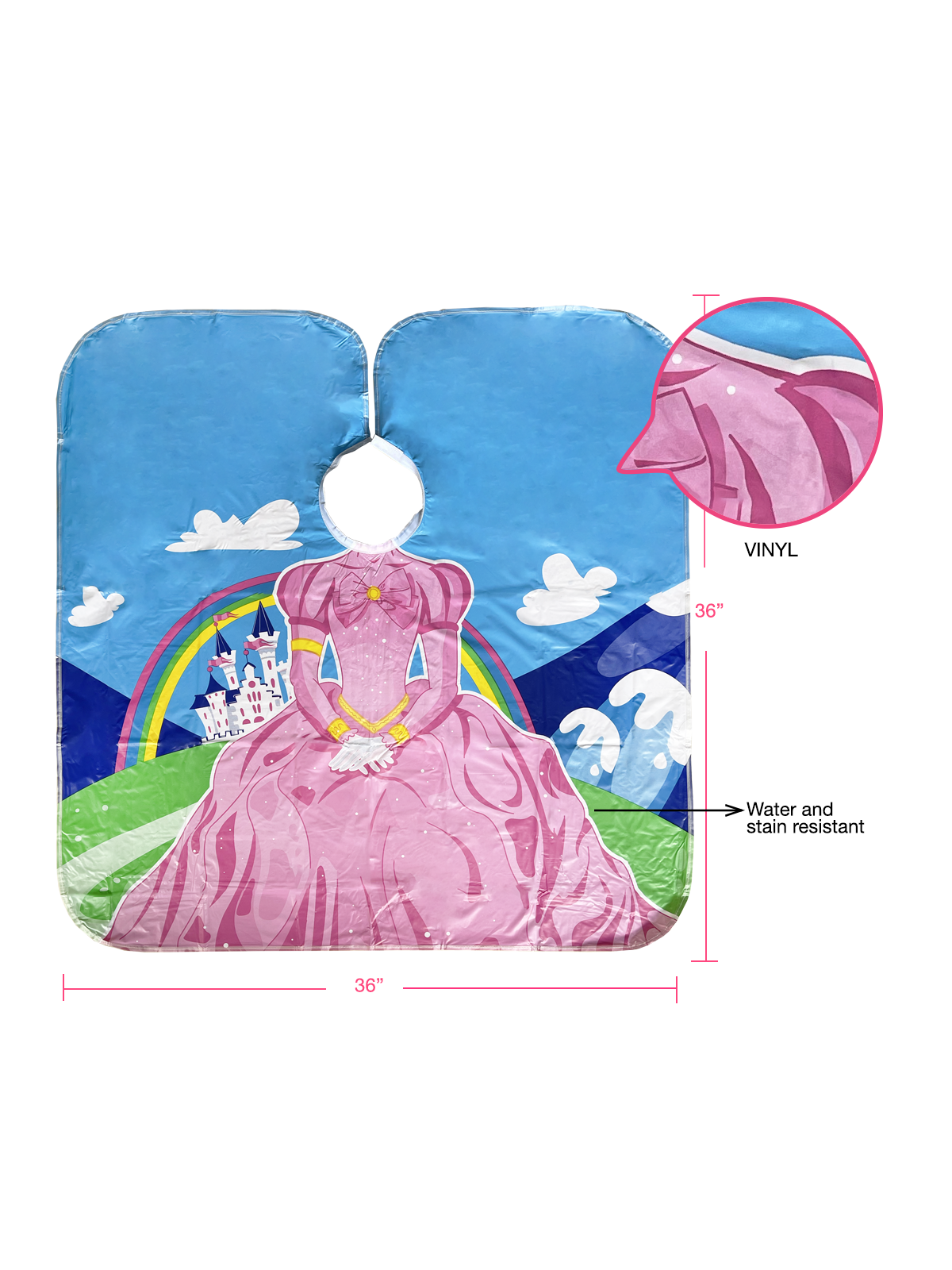 Betty Dain Princess kids vinyl shampoo cape 36 inch size detail