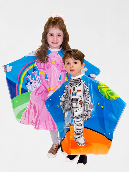 Betty Dain Princess and Astronaut kids shampoo capes 2-pack