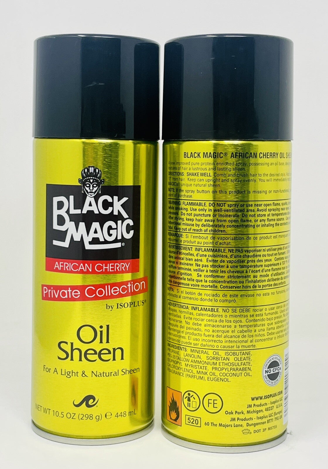 Black Magic African Cherry Oil Sheen 10.5 oz front and back label view