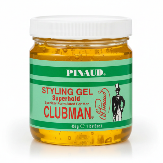 Clubman Pinaud Superhold Styling Gel 16 oz jar front view