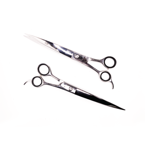 Diamond Cuts 10-inch curved barber shears in chrome mirror finish