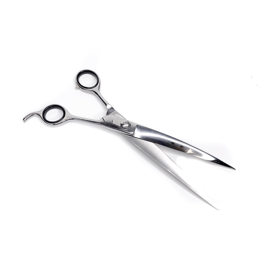 Diamond Cuts chrome curved professional hair shears alternate view