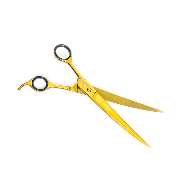 Diamond Cuts gold mirror curved barber shears detail