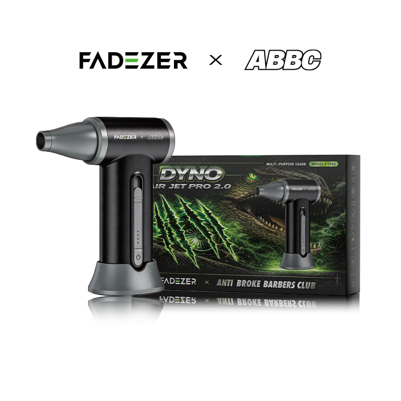 Fadezer x ABBC Dyno Air Jet Pro 2.0 #FT002 air duster with retail box angled view