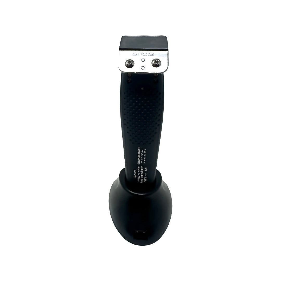 Philthy Blendz Gamma Evo 2.0 to Andis GTX Cam Follower – modified black trimmer front view on stand