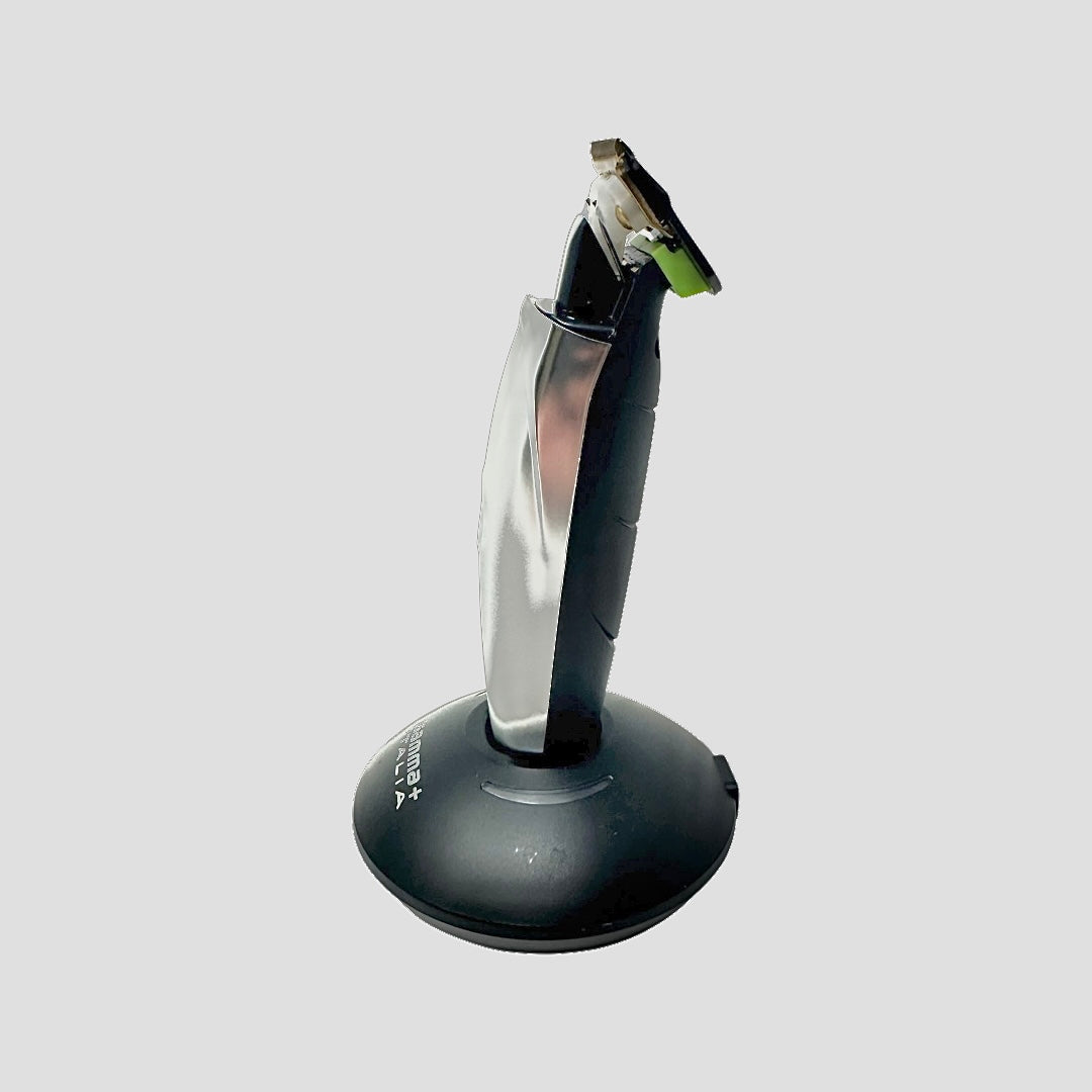 Philthy Blendz Gamma Hitter/Rebel 2.0 to BaBylissPRO FX Cam – modified black trimmer angled view on stand