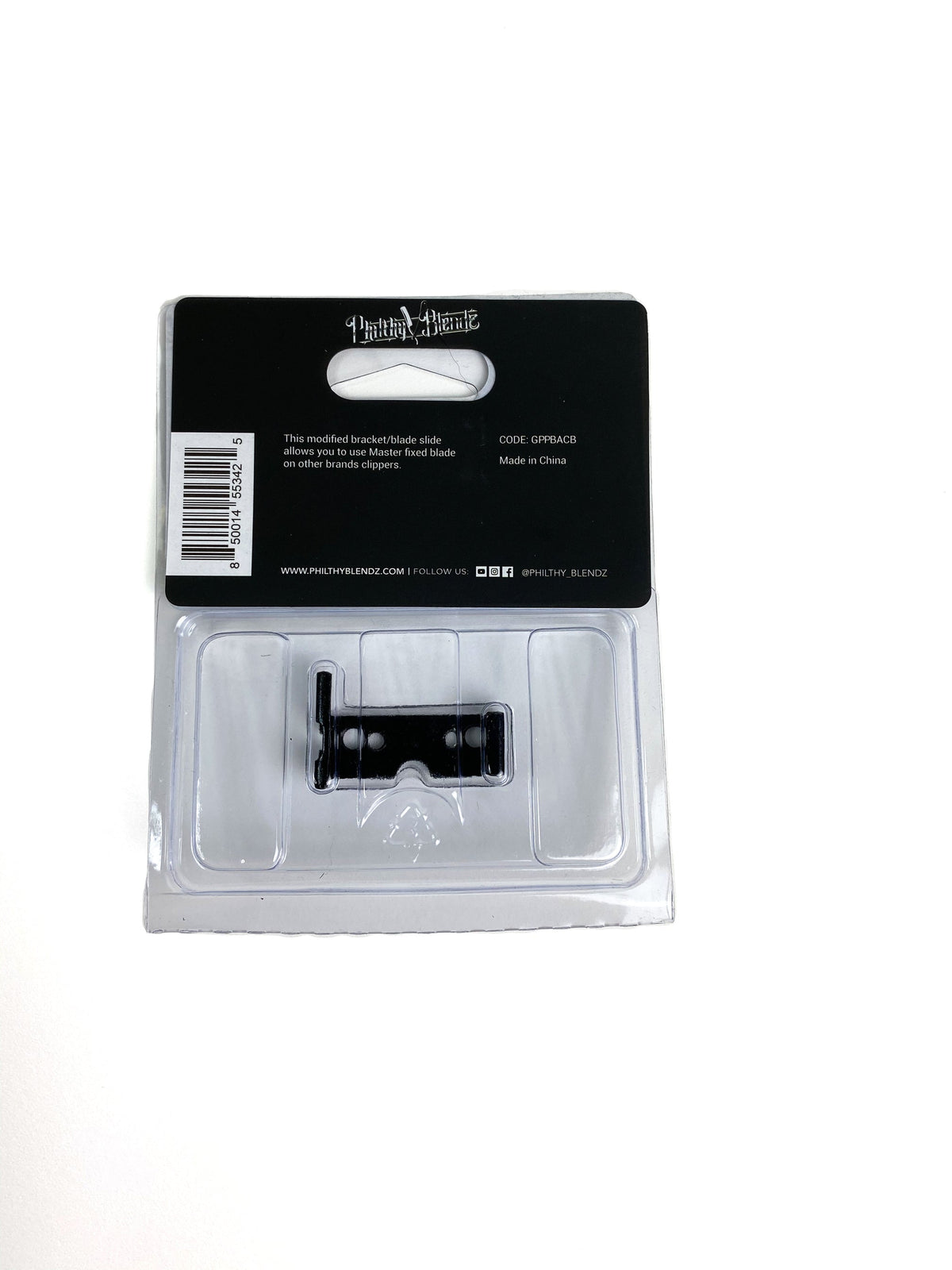 Philthy Blendz 50 Cal/BMG x Andis Master Blade Bracket – installed bracket and blade conversion example