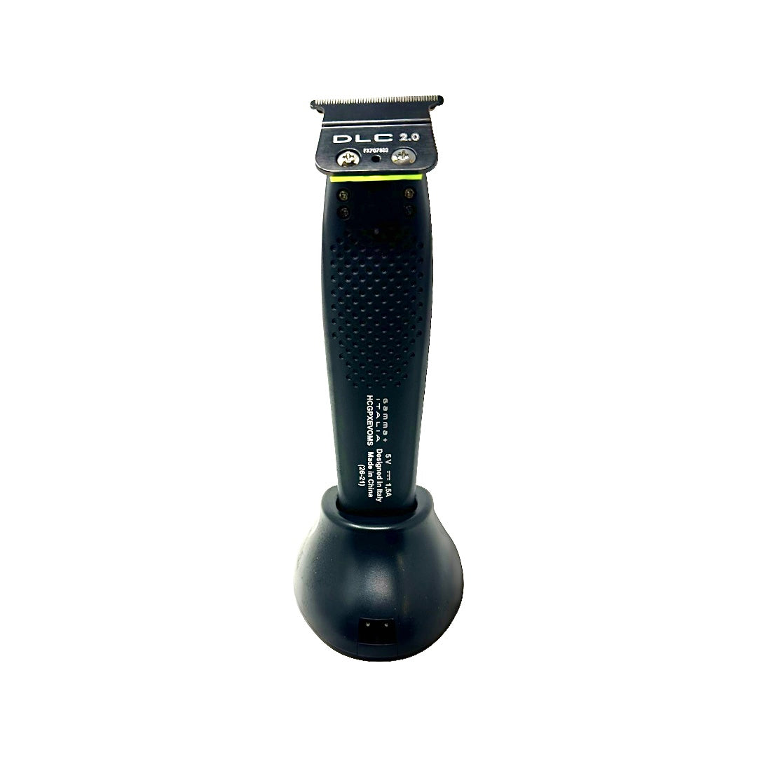 Philthy Blendz Gamma Evo 2.0 to BaBylissPRO FX Cam Follower – modified black Gamma Evo with DLC 2.0 blade on stand