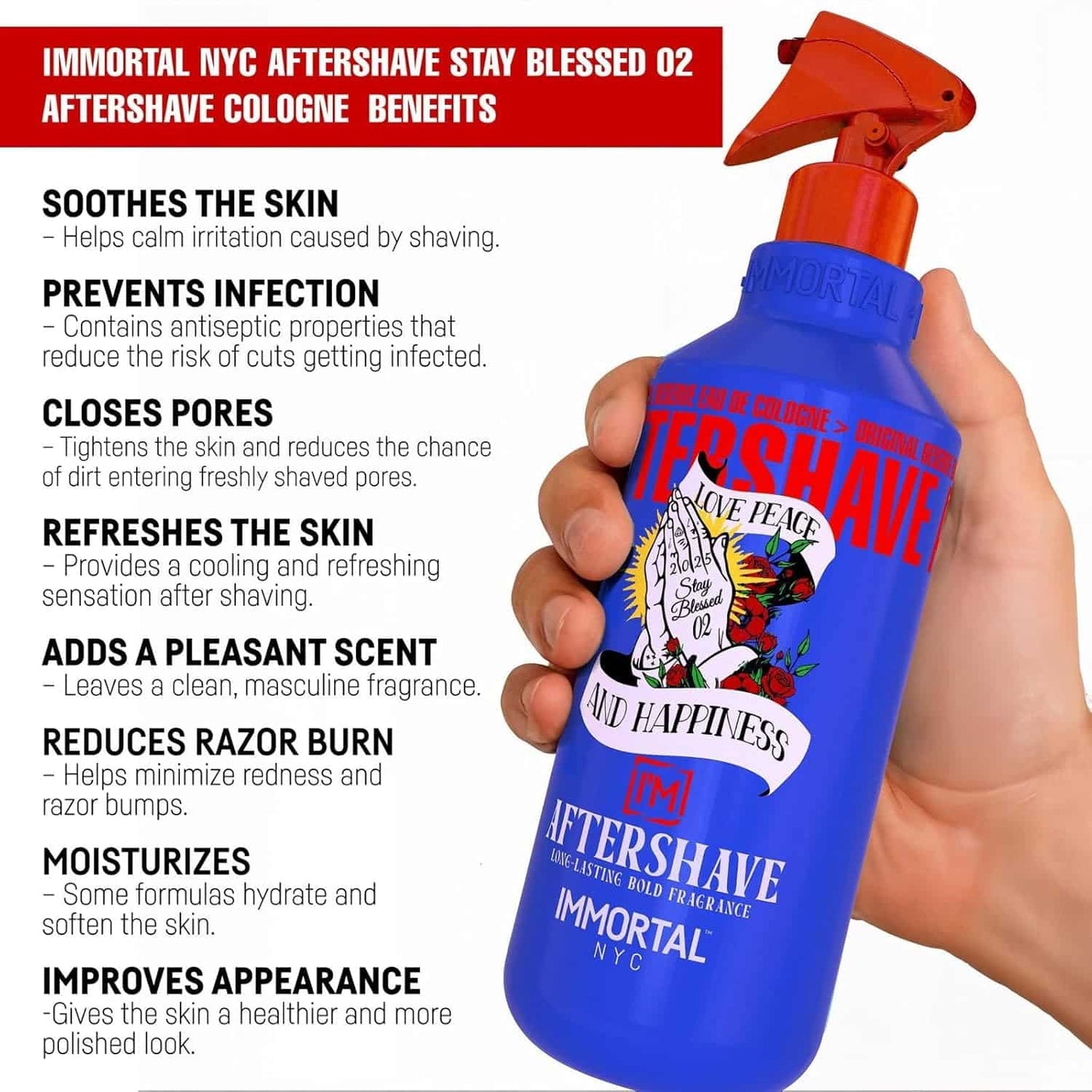 IMMORTAL STAY BLESSED 02 AFTERSHAVE COLOGNE 16.9OZ