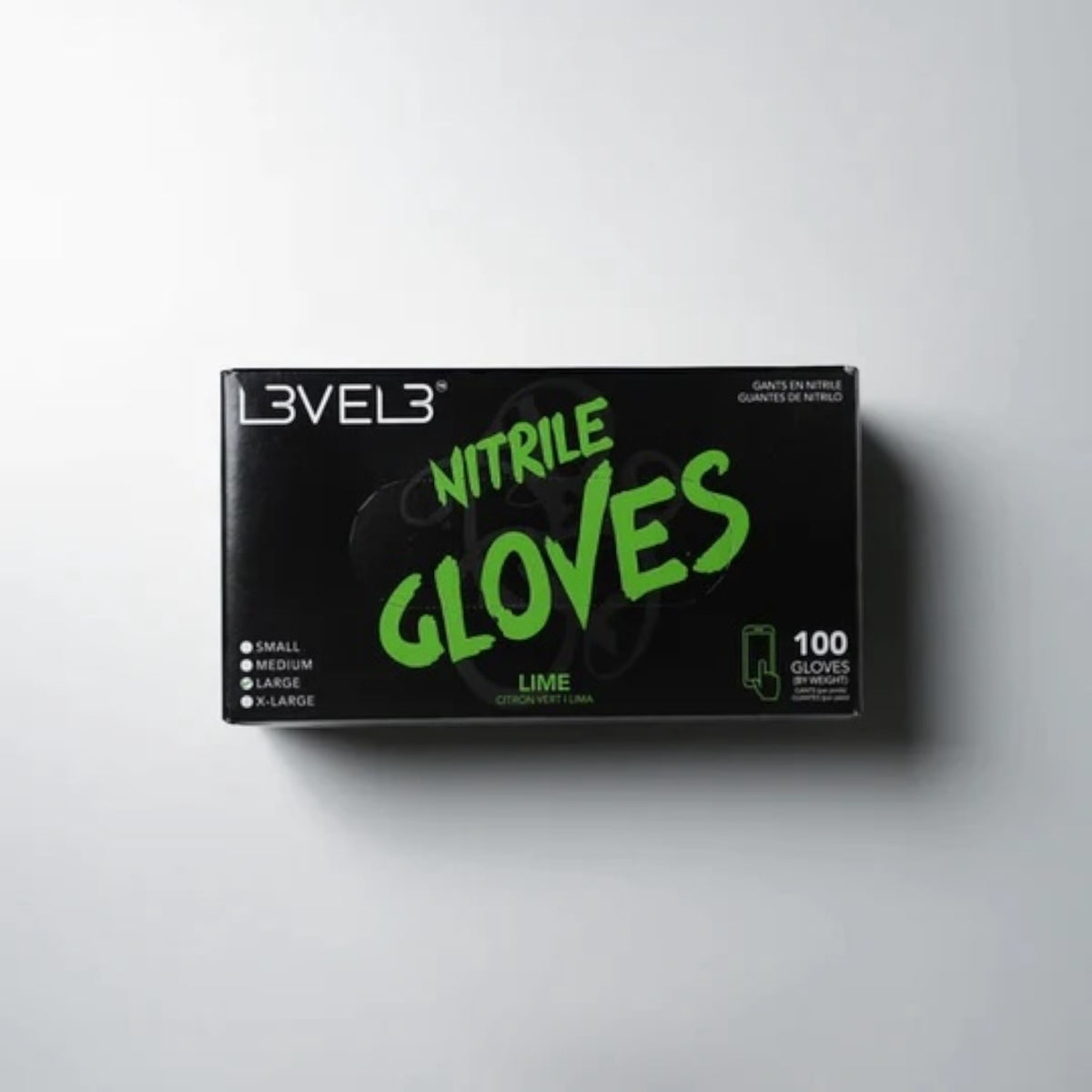 L3VEL3 lime nitrile disposable gloves product view