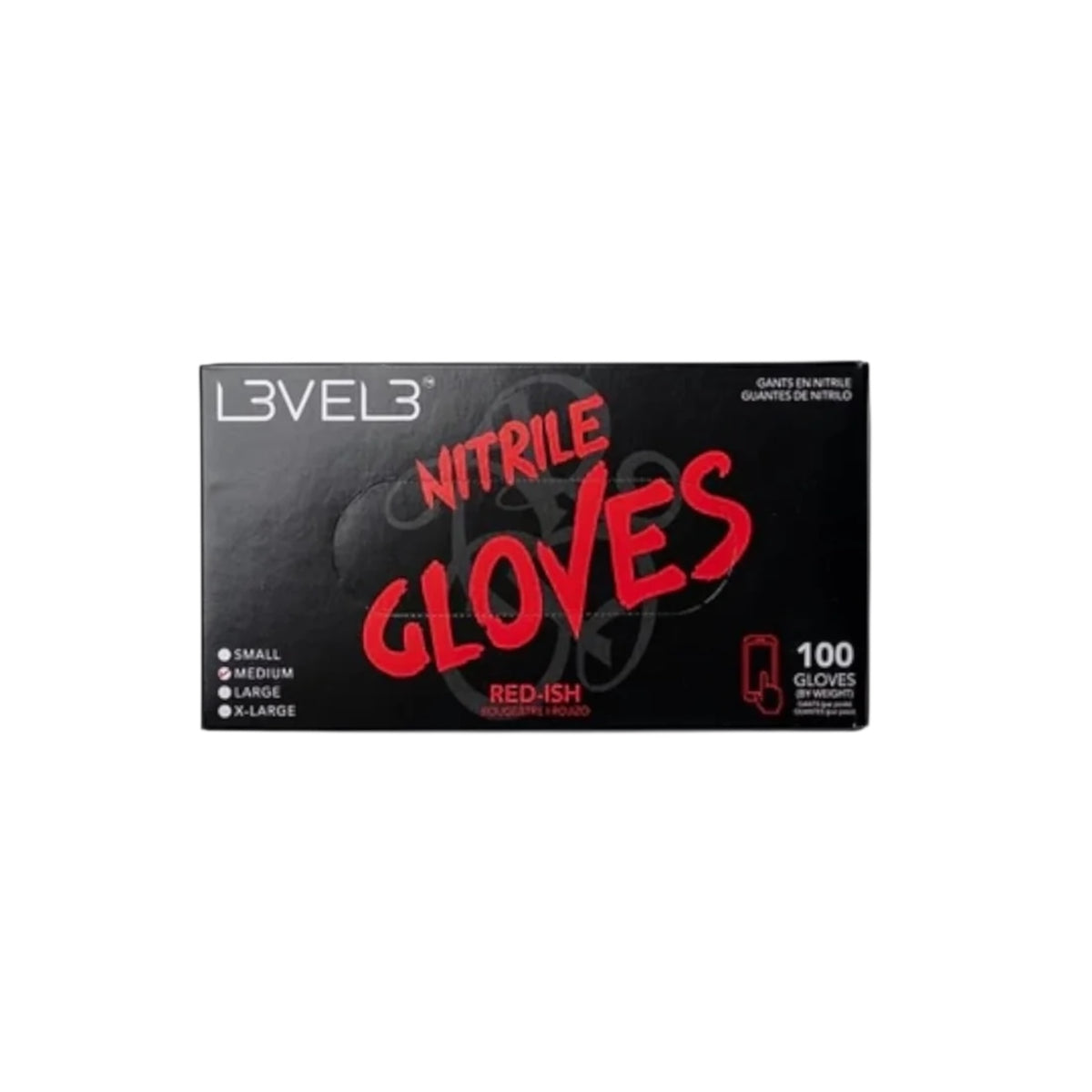 L3VEL3 red nitrile gloves 100-count box front view