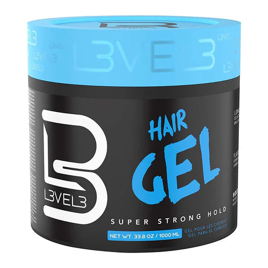 L3VEL3 Super Strong Hair Gel 1000ml blue professional-size container