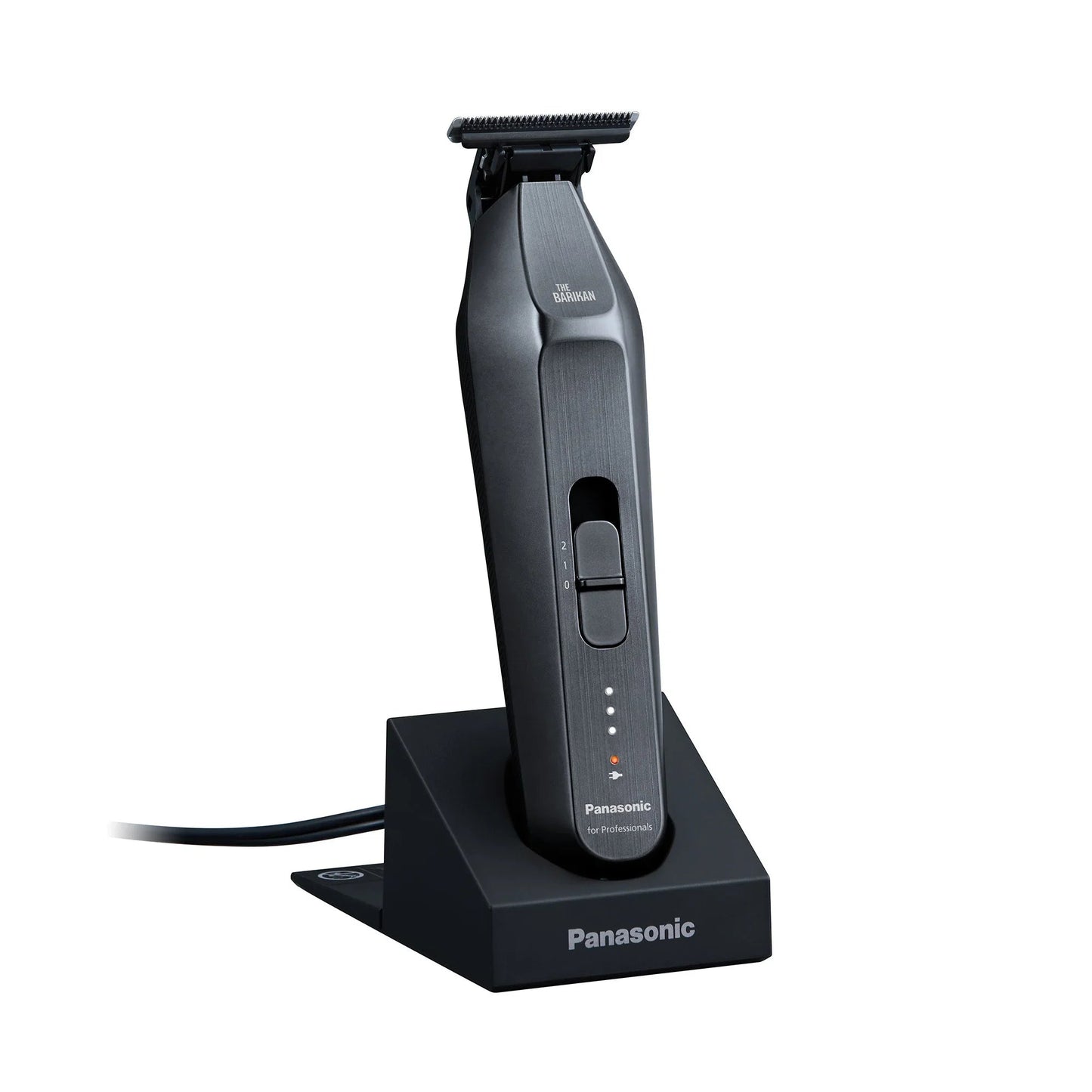 Panasonic Barikan ER-XT70-S silver trimmer on included charging stand