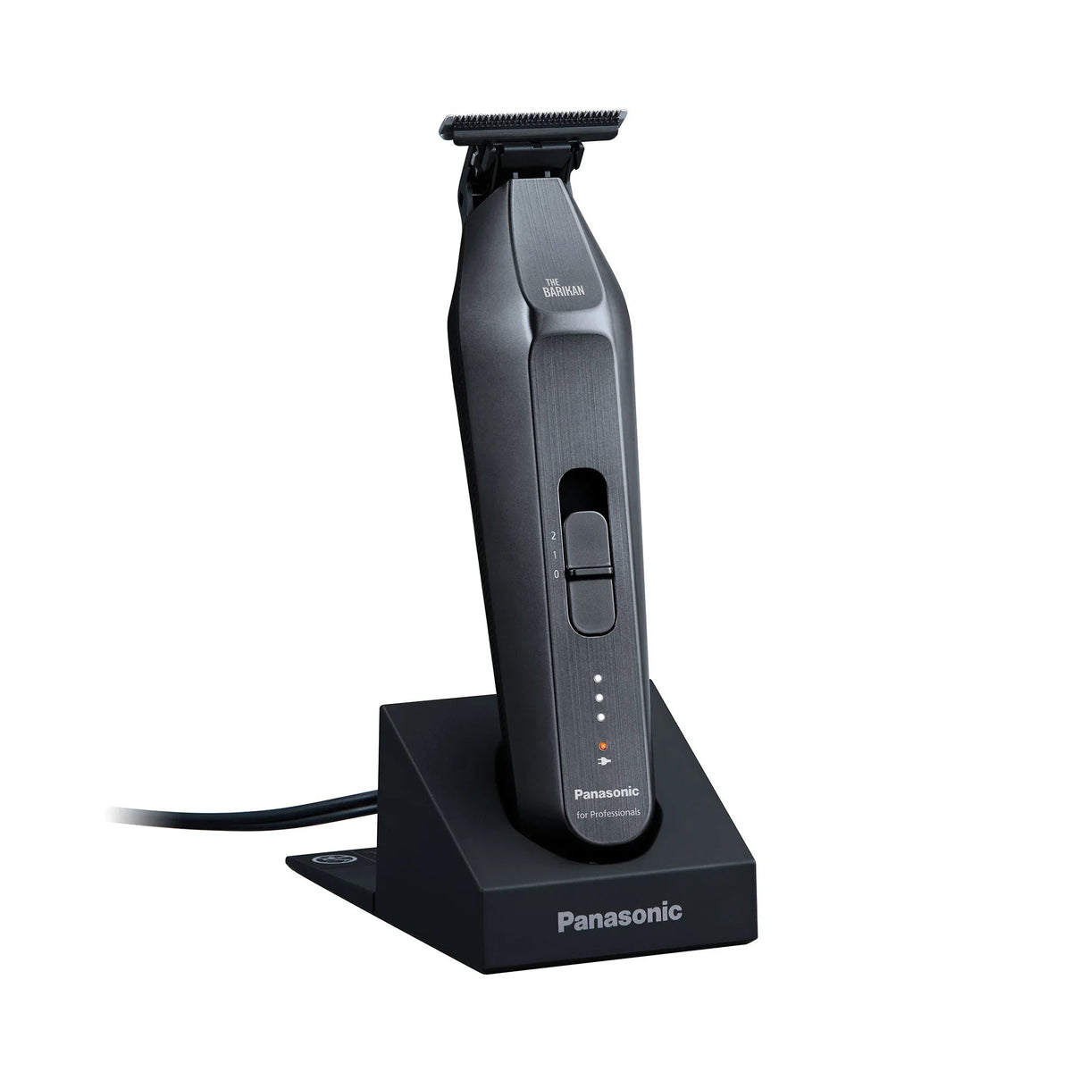 Panasonic Barikan ER-XT70-S silver trimmer on included charging stand