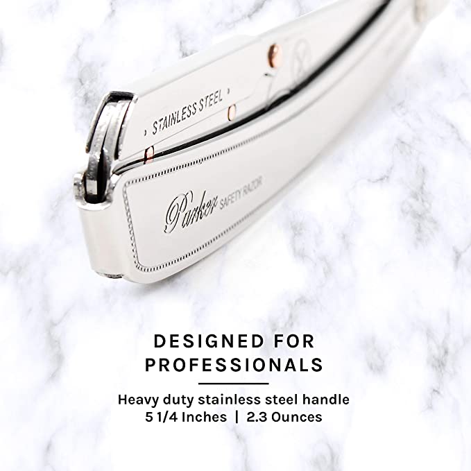 Parker SRX stainless steel professional razor closed view