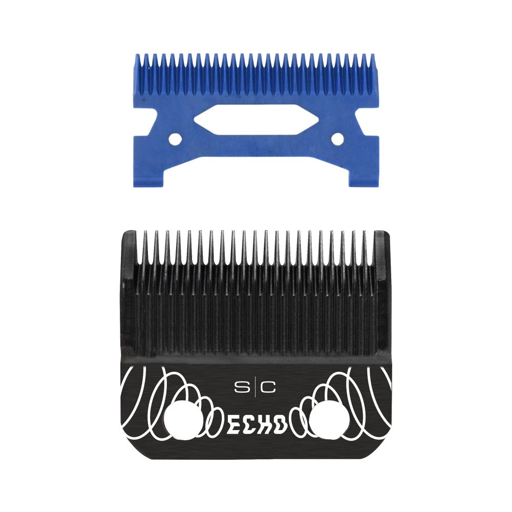 StyleCraft ECHO SC554B clipper blade with blue ceramic cutter front view