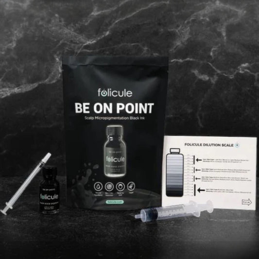 StyleCraft Folicule SMP black ink kit with pigment syringes and dilution chart