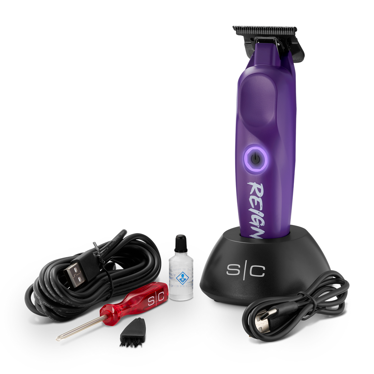 StyleCraft Reign SC422P purple trimmer with included accessories