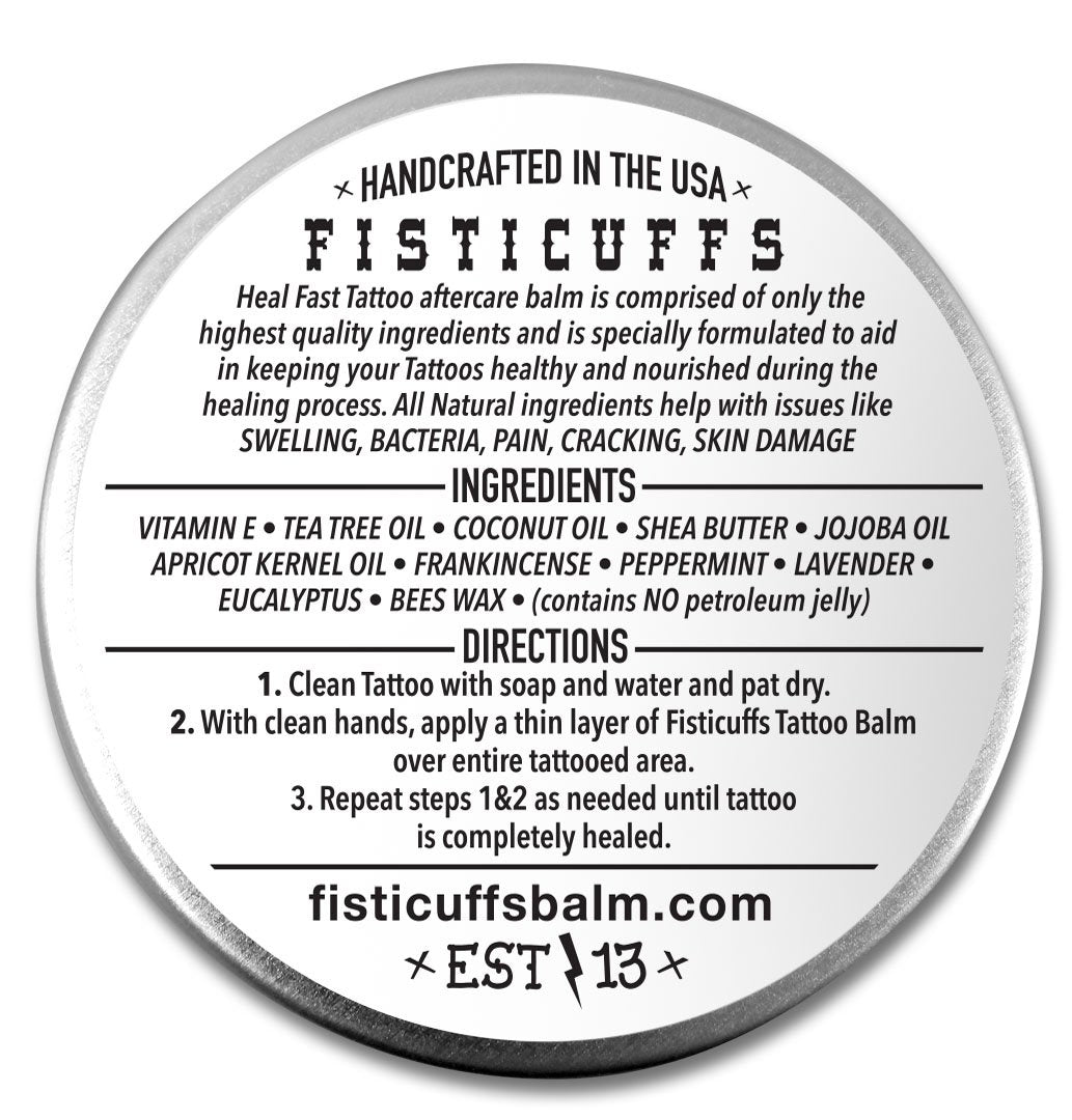Fisticuffs Tattoo Balm – 1 oz or 2 oz – tattooINGREDIENTS product view