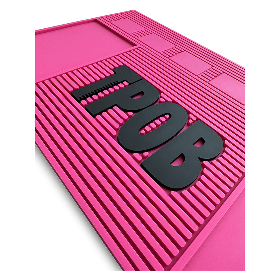 TPOB Pink Magnetic Mat with barber tools