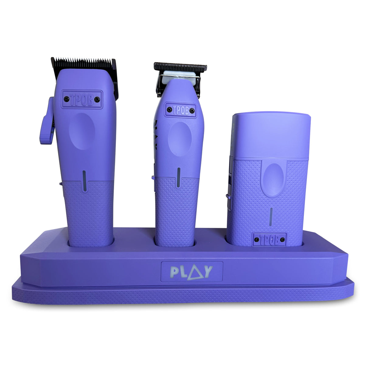 TPOB PLAY Mini Purple Bundle with clipper, trimmer, shaver and matching Pod stand