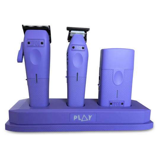 TPOB PLAY Mini Purple Bundle with clipper, trimmer, shaver and matching Pod stand