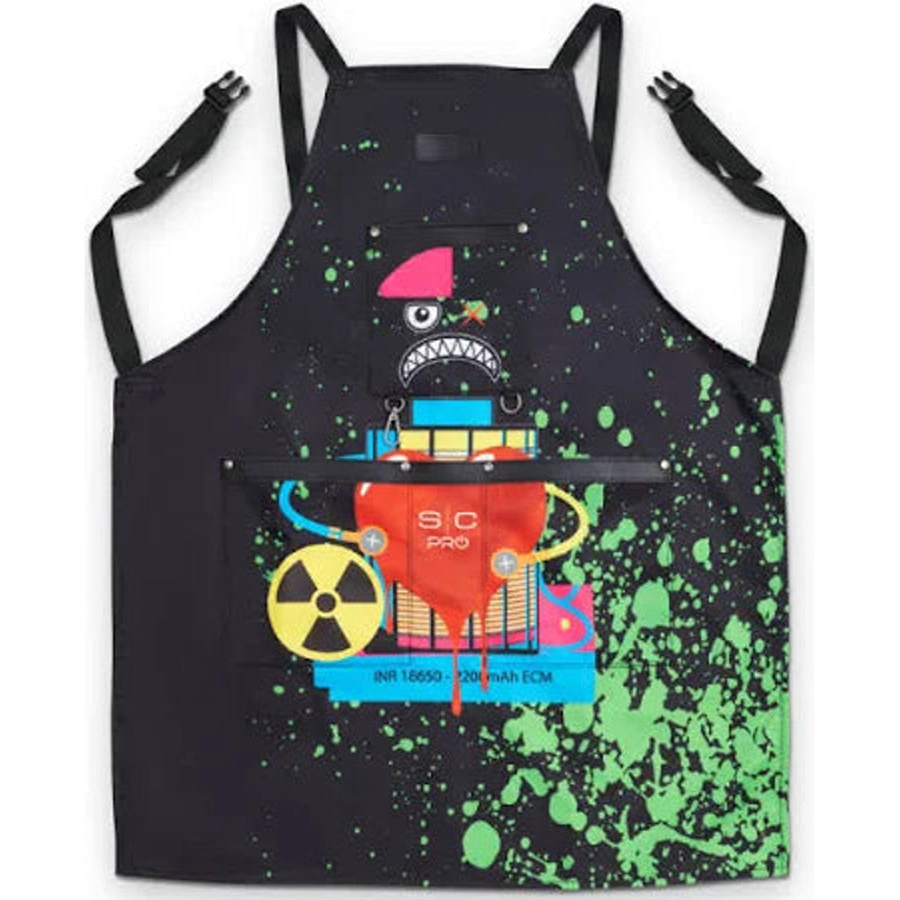 StyleCraft Radioactive Apron – Black #SC338B – Water Repellent, Adjustable Fit, Professional Barber Cape with Pockets