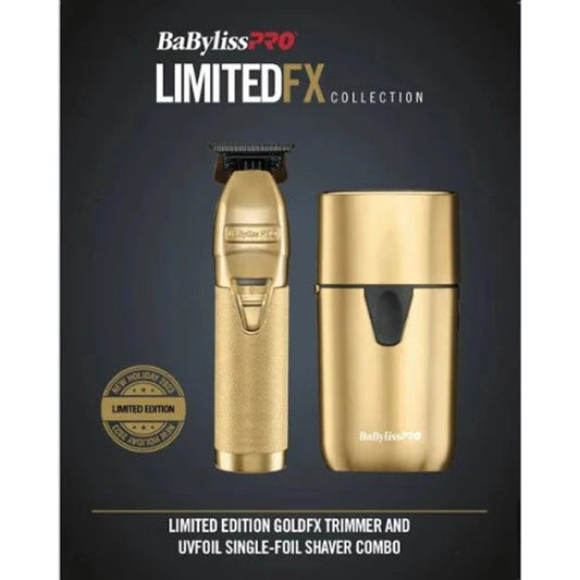 BaBylissPRO GoldFX Trimmer + UVFoil Single Shaver Combo – Limited Edition