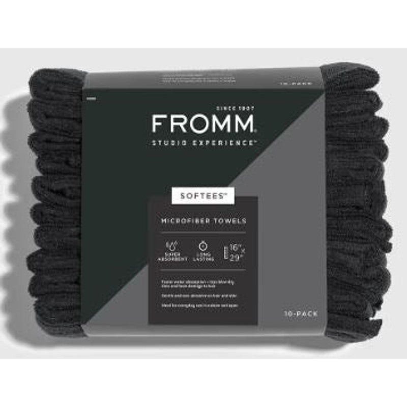 FROMM STUDIO EXPERIENCE SOFTEES MICROFIBER TOWELS - BLACK 10 PACK # 45006