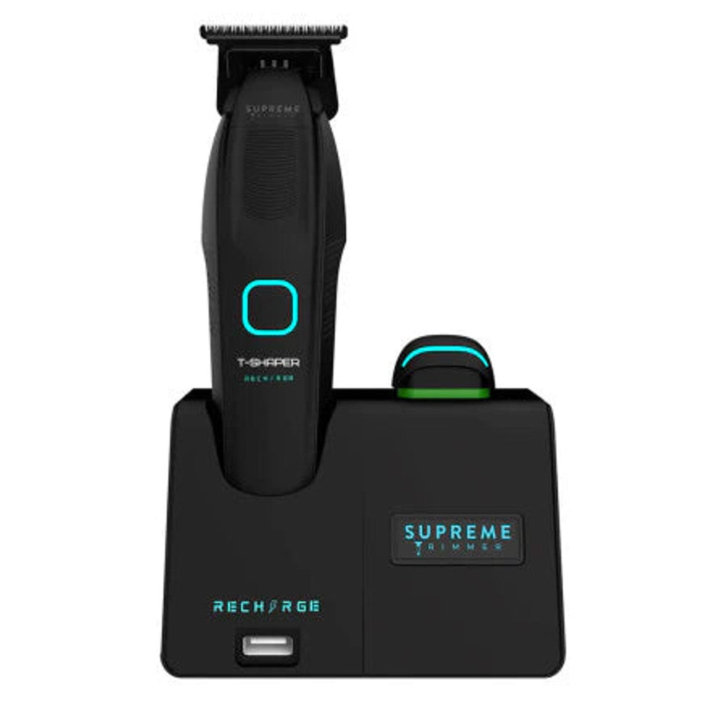 Supreme Recharge Trimmer #ST777B black professional trimmer hero view