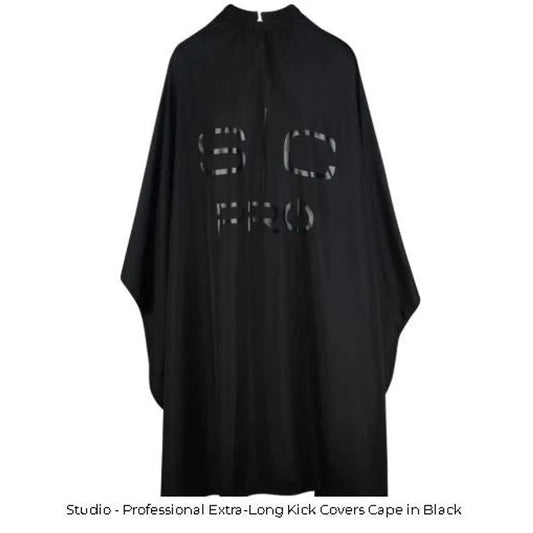 StyleCraft Extra Long Barber Cape Black – Full Coverage Pro Cape