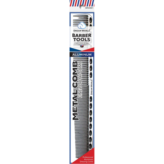 Dream Metal Styling Comb 8.5" – Aluminum Fine Tooth Barber Comb