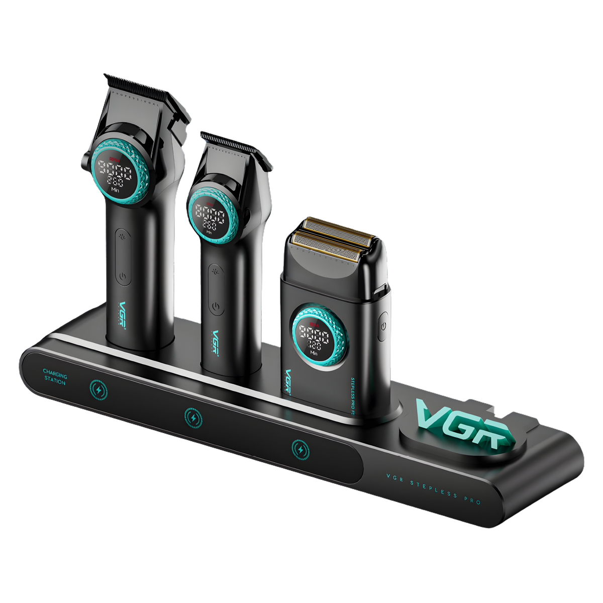 VGR Stepless Pro 3-in-1 Barber Kit – Black
